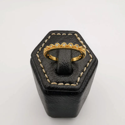 Mini Crown Gem Ring [SIZE 17] - 18K Gold Plate - Jack Fan Collection [004] - Offer Hunts