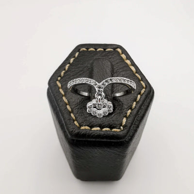 Dangling Silver Heart Ring [SIZE 17] - 18K Gold Plate - Jack Fan Collection [006] - Offer Hunts