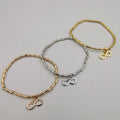 3 Elastic Bracelet Charm Set - 4 Designs - Silver + Gold + Rose Gold [Handmade[ - Offer Hunts
