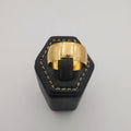 Wide Diag-Engraved Wedding Band Ring - D Shaped - 24K Rose Gold Plate - Offer Hunts