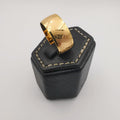 Wide Diag-Engraved Wedding Band Ring - D Shaped - 24K Rose Gold Plate - Offer Hunts