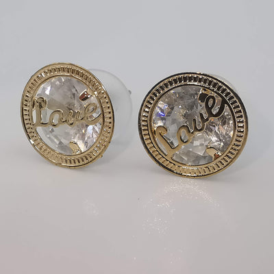Round Love Earrings with Crystals - Golden and Silver - Offer Hunts