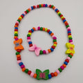 Wooden Beads Necklace and Bracelet Set for Kids - Handmade - Multiple Colors - Offer Hunts