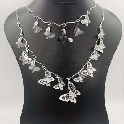 Butterfly Spirit 2 Layer Necklace - Silver and Golden - Offer Hunts