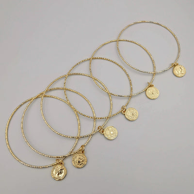5 Piece Coin Bracelet Set - Golden and Silver - Size 65mm - Offer Hunts