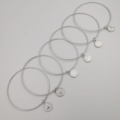 5 Piece Coin Bracelet Set - Golden and Silver - Size 65mm - Offer Hunts