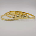 Notched Round Bracelet Set - 4 Pieces - Golden and Silver - Size 65mm - Offer Hunts