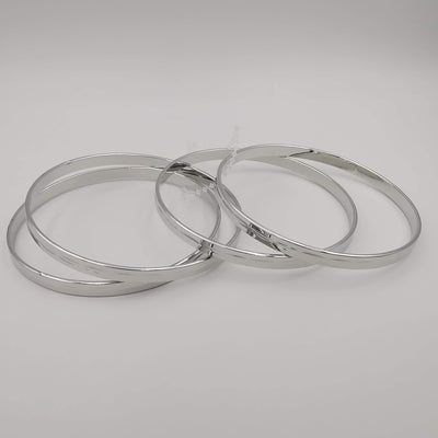 Notched Round Bracelet Set - 4 Pieces - Golden and Silver - Size 65mm - Offer Hunts