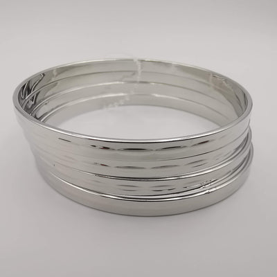 Notched Round Bracelet Set - 4 Pieces - Golden and Silver - Size 65mm - Offer Hunts