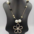 Floral Pearl Bead Necklace - Golden and Silver - Offer Hunts