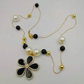 Floral Pearl Bead Necklace - Golden and Silver - Offer Hunts