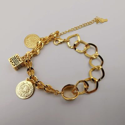 24K Gold Plated Coin Cube Chain Bracelet - Offer Hunts
