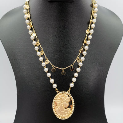 24K Gold Plated Camay Pearl Necklace - Offer Hunts