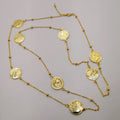24K Gold Plated Long Chain Coin Necklace - Offer Hunts