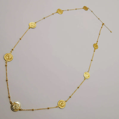 24K Gold Plated Long Chain Coin Necklace - Offer Hunts