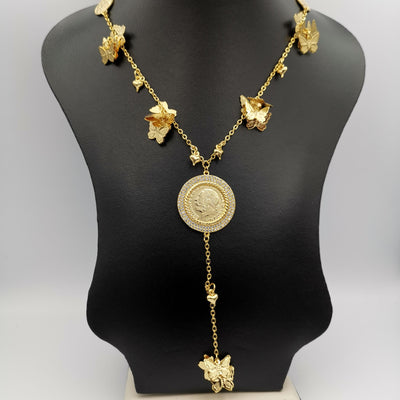 24K Gold Plated Coin Butterfly Design Necklace - Offer Hunts