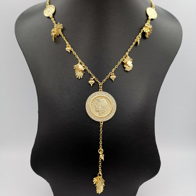 24K Gold Plated Coin Hand Design Necklace - Offer Hunts