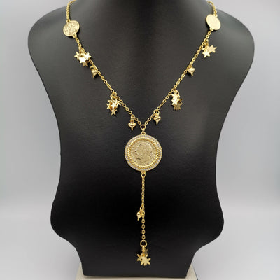 24K Gold Plated Coin Stars Design Necklace - Offer Hunts