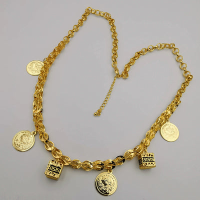 24K Gold Plated Coin Cube Chain Necklace - Offer Hunts
