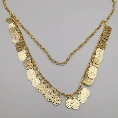 18K Gold Plated Mini Coin 2 Layer Necklace - Offer Hunts