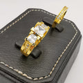 Tri Diamond Twins Ring - 24K Gold Plate - Offer Hunts