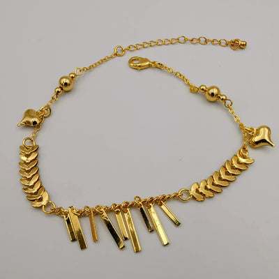 24K Gold Plated Danglers Hollow Heart Anklet - Offer Hunts