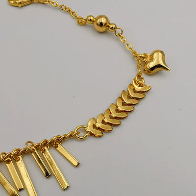 24K Gold Plated Danglers Hollow Heart Anklet - Offer Hunts