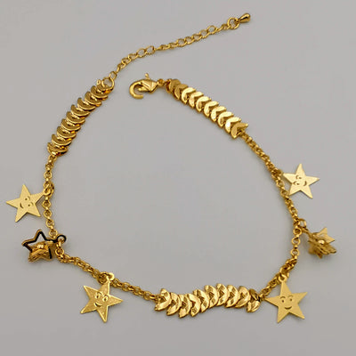 24K Gold Plated Happy Star Anklet - Offer Hunts