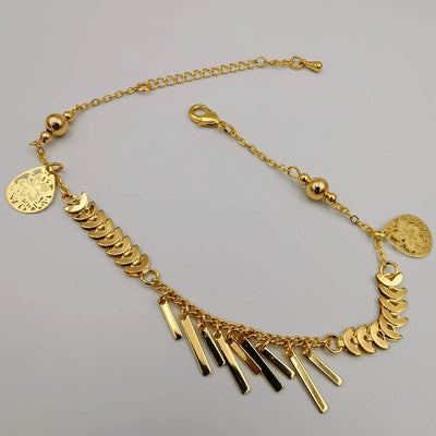 24K Gold Plated Dangling Floral Teardrop Anklet - Offer Hunts