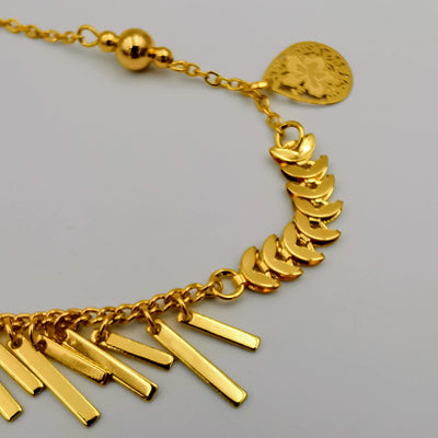 24K Gold Plated Dangling Floral Teardrop Anklet - Offer Hunts