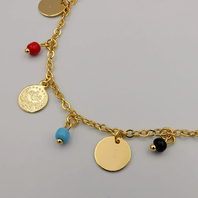 24K Gold Plated Coin Dangler Anklet - Offer Hunts