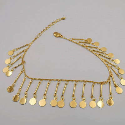 24K Gold Plated Round Danglers Anklet - Offer Hunts