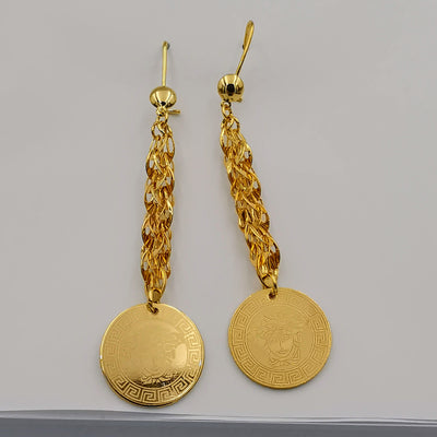 18K Gold Plated Ver.sace Chain Dangler Earrings - Offer Hunts