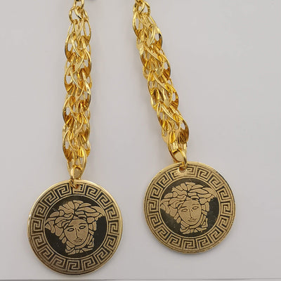 18K Gold Plated Ver.sace Chain Dangler Earrings - Offer Hunts