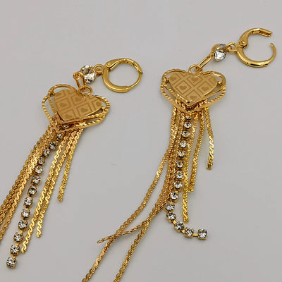 18K Gold Plated Crystal Heart Earrings - Offer Hunts