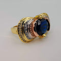 Royal Tri-Color Gem Ring - 24K Gold Plate - Offer Hunts