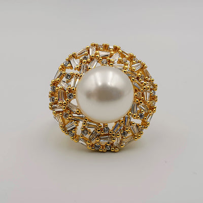 Round Pearl Ring - 24K Gold Plate - Offer Hunts