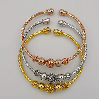 24K Gold Plated Bracelet Set [3-Pieces] - Adjustable Size - Style 1 - Offer Hunts