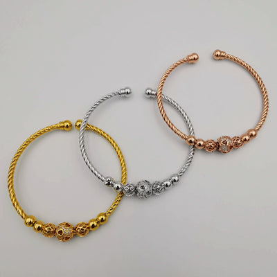 24K Gold Plated Bracelet Set [3-Pieces] - Adjustable Size - Style 4 - Offer Hunts