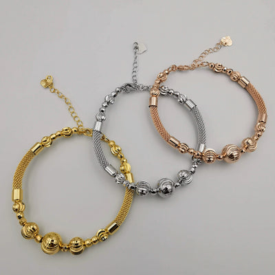 24K Gold Plated Bracelet Set [3-Pieces] - Adjustable Size - Style 5 - Offer Hunts