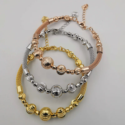24K Gold Plated Bracelet Set [3-Pieces] - Adjustable Size - Style 5 - Offer Hunts