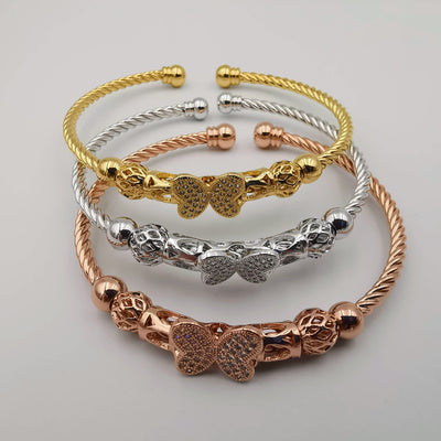 24K Gold Plated Bracelet Set [3-Pieces] - Adjustable Size - Style 7 - Offer Hunts