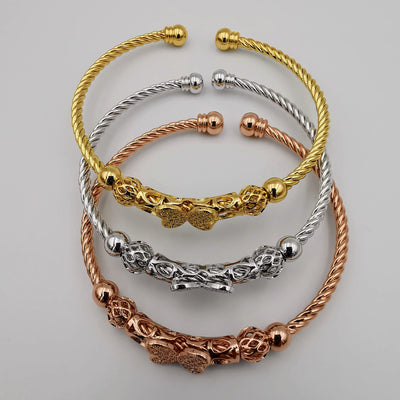 24K Gold Plated Bracelet Set [3-Pieces] - Adjustable Size - Style 7 - Offer Hunts