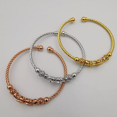 24K Gold Plated Bracelet Set [3-Pieces] - Adjustable Size - Style 7 - Offer Hunts