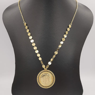 18K Gold Plated Elegant Round Coin Necklace - Offer Hunts