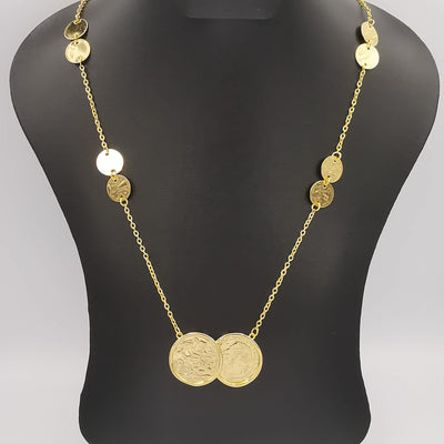 18K Gold Plated Double Coin Necklace - Offer Hunts