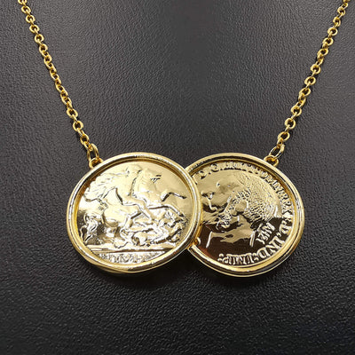 18K Gold Plated Double Coin Necklace - Offer Hunts