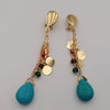 18K Gold Plated Turquoise Stone Danglers Earrings - Offer Hunts