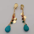 18K Gold Plated Turquoise Stone Danglers Earrings - Offer Hunts