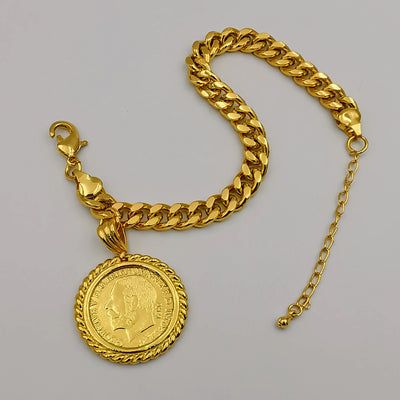 24K Gold Plated Coin Bracelet - Style 3 - Offer Hunts
